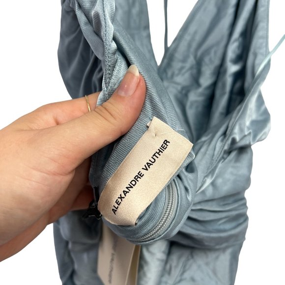 NWT Alexandre Vauthier Sleeveless Plunge-Neck Ruched Bodysuit Size S - Picture 8 of 12